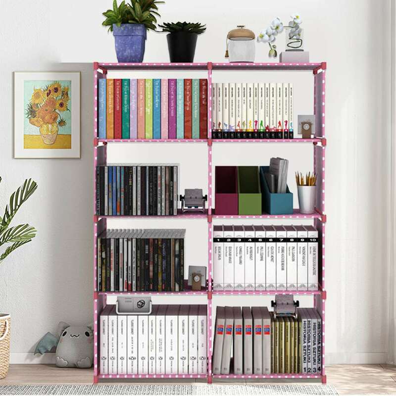 Simple Bookshelf Removable Bookcase Living Room Sundries Storage Holder Lattice Cabinet Home Decor Display Stand Book Shelf