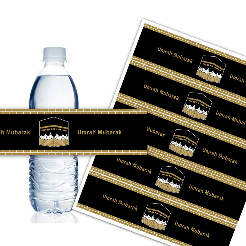 Umrah Mubarak  Label Traditional Muslin Sheep Holidays Kaaba Bottle Wrapper Eid Party Supplies-40mm
