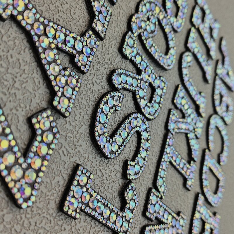 Hot Selling Rhinestone Embroidery Patches Crystal Letter Alphabet Cloth Sticker DIY Diamond Badge Accessories for Bag Hat Dress