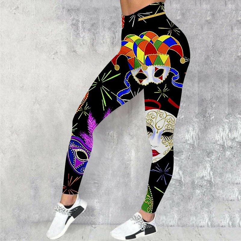 Legging Packs Voor Vrouwen Mardi Gras Print Casual Yoga Broek Mode Leggings Fitness Panty Naadloze Scrunch Sport Workout Leggin