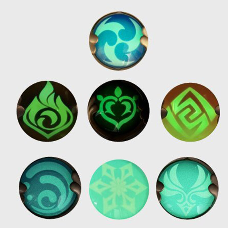 Jogo Genshin Impact Cosplay Emblema, Corte Visão de Deus, Broches Luminosos, Alfinete de Lapela, Adereços, Acessórios Broches, Jóias