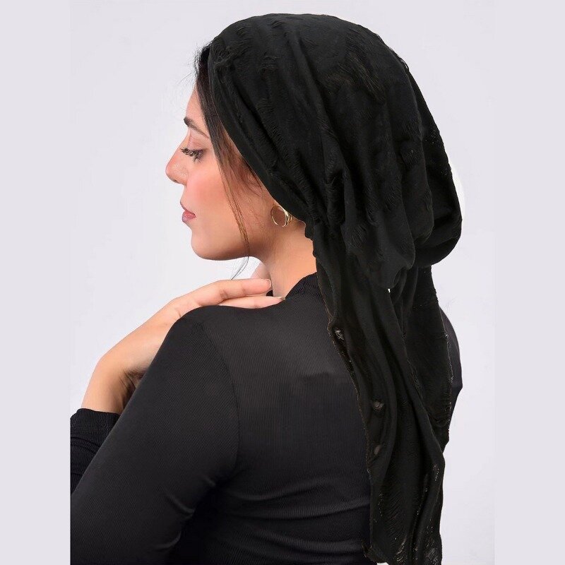 KepaHoo, Женский мусульманский внутренний хиджаб, тюрбан, завязывающаяся шапка, однотонный головной платок с длинным хвостом, облегающие шапочки, шапочка, головной шарф, искусственная