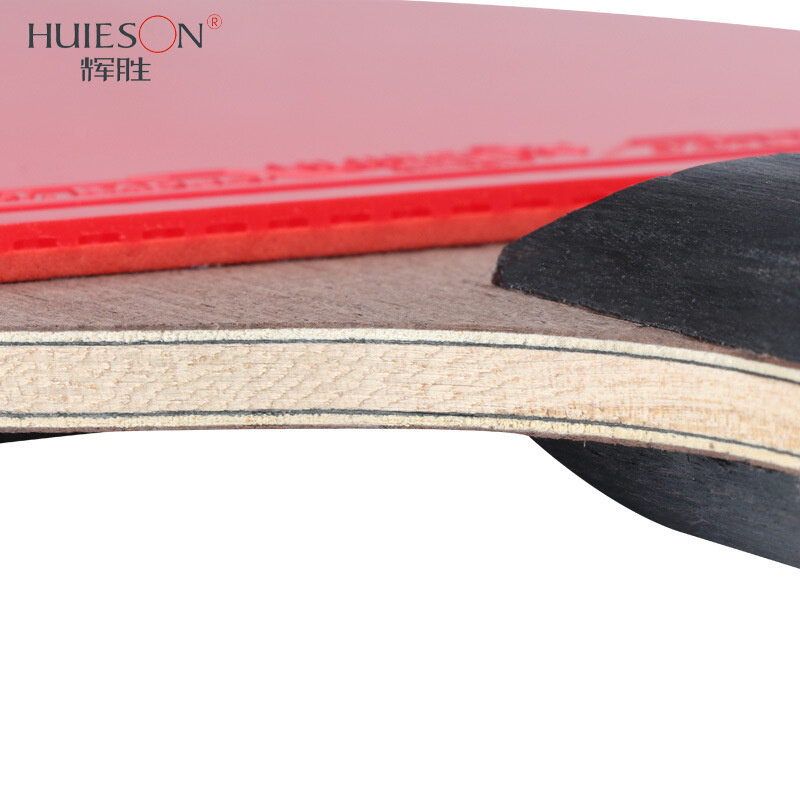 Huieson-raqueta de tenis de mesa 6 Star mejorada, 7 capas, gomas de doble cara, fibra de carbono, raqueta de Ping Pong, murciélago con cubierta, 2 piezas