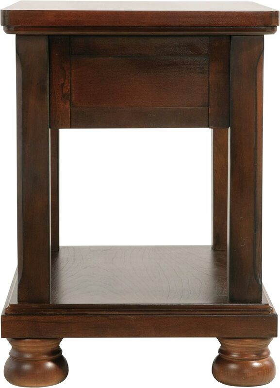 Porter tavolino laterale per sedia rettangolare tradizionale rifinito a mano, marrone scuro