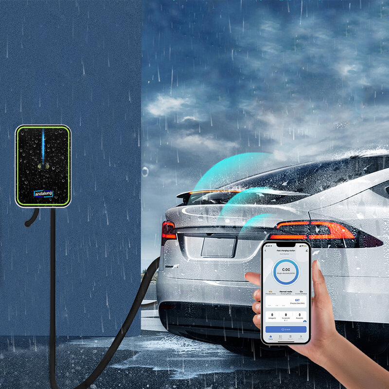 Andalung EV 충전기 GB/T 32A 3 상 월박스 전기차 충전 스테이션, FRID 제어 앱 포함, 5M 케이블 22KW