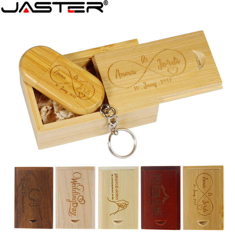 JASTER محرك فلاش USB 128GB شعار مخصص مجاني خشب القيقب مع صندوق عالية السرعة القلم محرك 64GB ذاكرة عصا الإبداعية هدية USB عصا