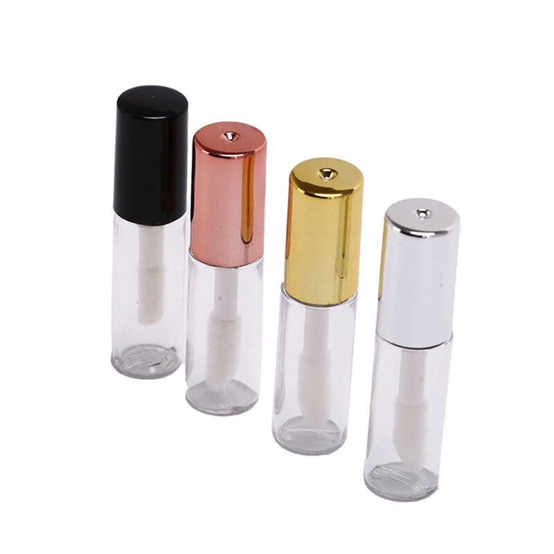 Mini transparente 1.2ml lábio esmalte amostra de teste garrafa de plástico diy batom tubo recipiente com capa manual cosméticos ferramentas