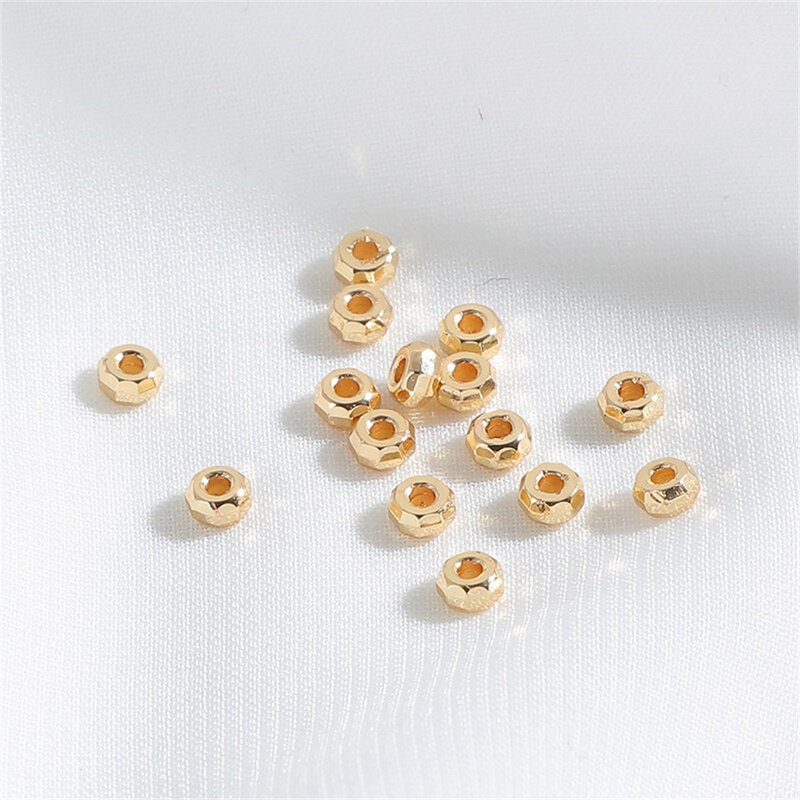 Feuille plate enduite d'or à motifs laser 14 carats avec perles séparées, matériaux de bijoux faits à la main, ficelle de perles de bracelet, accessoires de bricolage