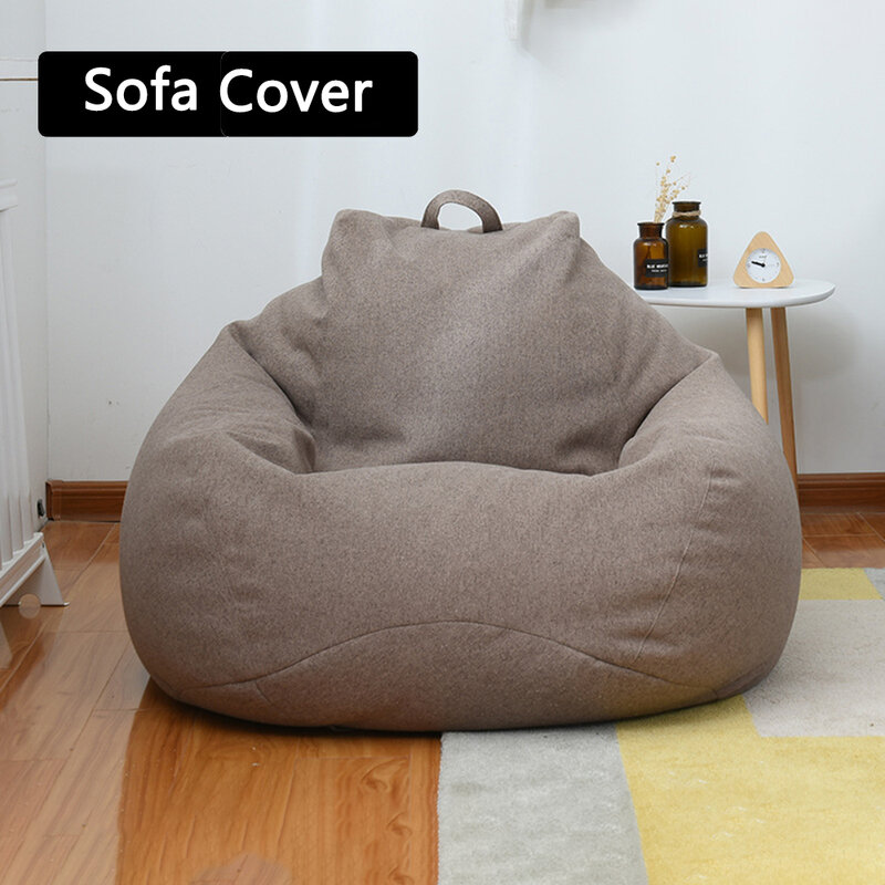 Sofá perezoso grande y pequeño, cubierta de sillas sin relleno, tela de lino, tumbona, asiento, PUF, Tatami, sala de estar