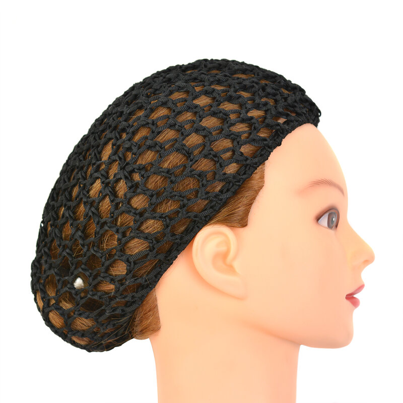 شبكة شعر كروشيه سوداء للنساء ، قبعة محبوكة ، شبكة ، نوم ، 1 *