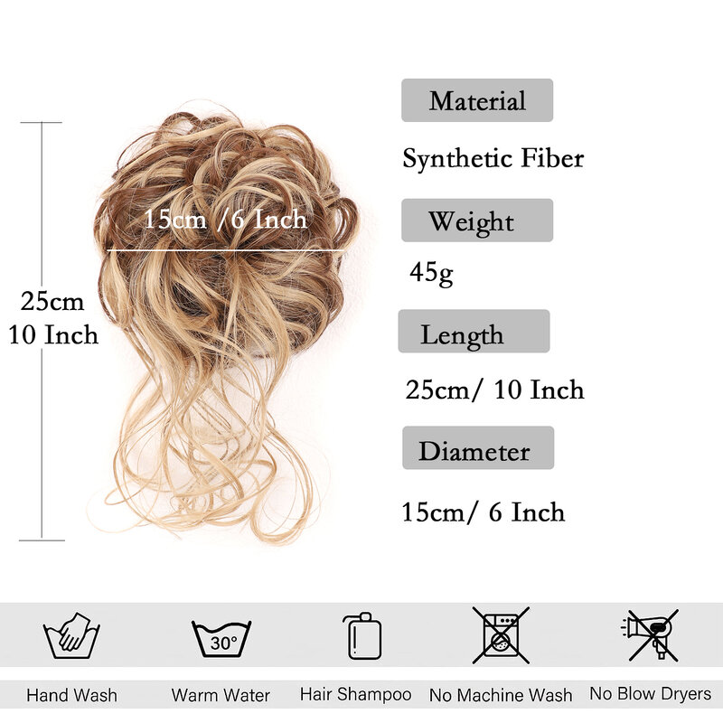Tousled Updo Hair Buns para mulheres, pedaço de cabelo bagunçado, elástico, pedaços de cabelo encaracolado, Scrunchie para mulheres