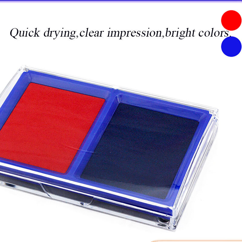 Table d'impression d'empreintes digitales à séchage rapide, tampon d'empreintes digitales clairement marqué, coque transparente carrée, rouge et bleu
