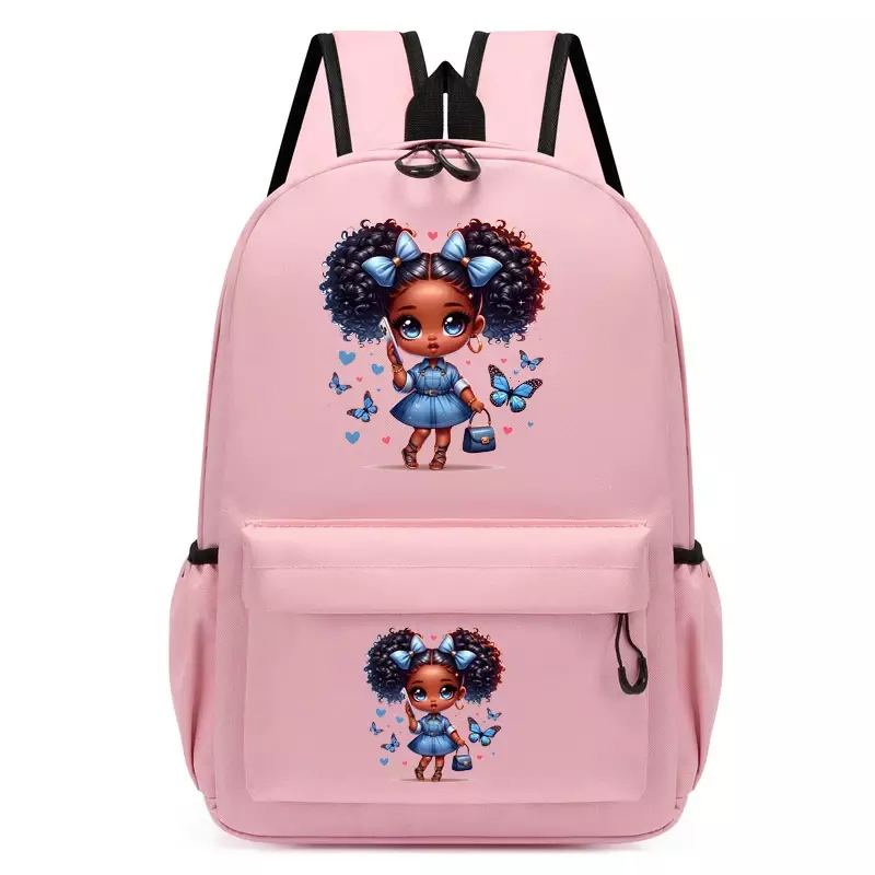 Tas punggung anak-anak tas punggung kupu-kupu biru gadis hitam untuk Remaja tas sekolah TK lucu tas buku anak perempuan tas bepergian