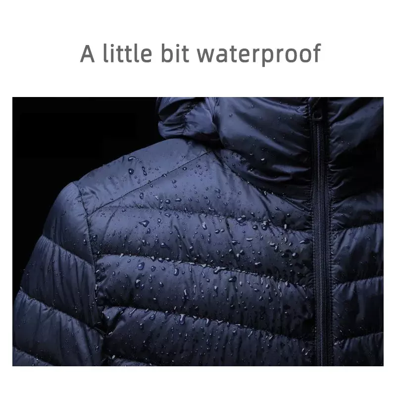 Jaqueta ultraleve masculina para todas as temporadas, jaqueta embalável resistente a água e vento, casaco respirável, tamanho grande, capuz