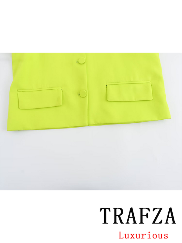 Trafza-襟を折りたたんだ女性のためのシックなヴィンテージジャケット,シングルブレスト,長袖コート,休暇のファッション,エレガントなトップス,2024