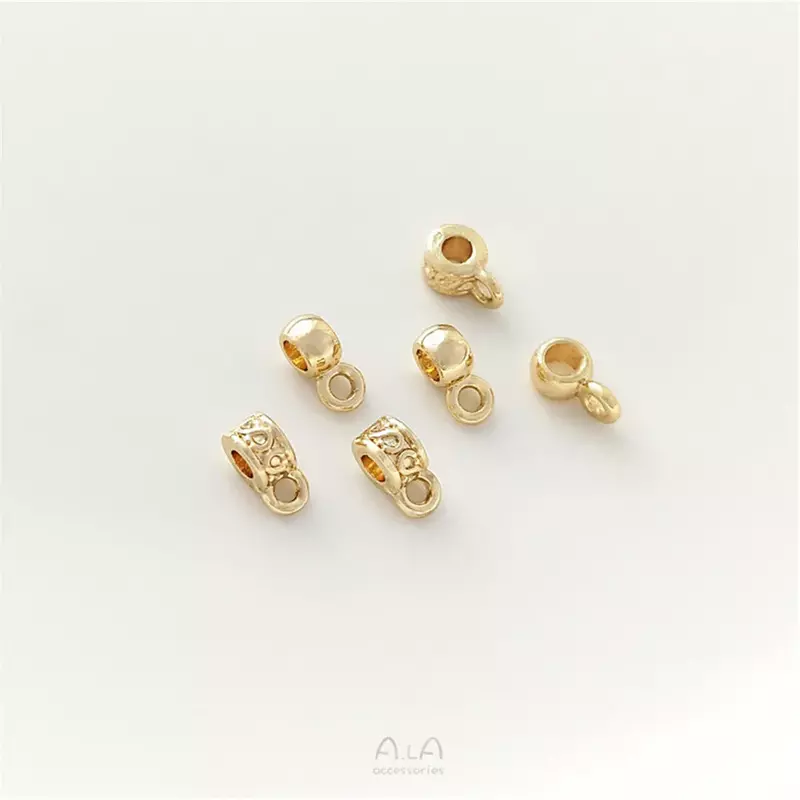 14K emas 4mm ember manik-manik dengan terpisah manik-manik cincin gantung buatan tangan liontin aksesoris DIY mutiara gelang bahan perhiasan