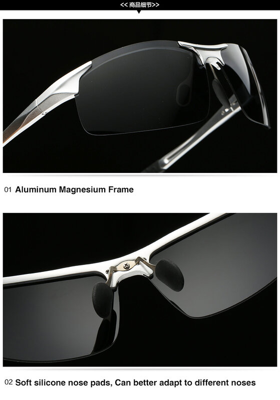 AORON Fahren Polarisierte Sonnenbrille Männer Aluminium-Magnesium-Rahmen Sport Sonnenbrille Fahrer Retro Brille Sonnenbrille UV400 Anti-Glare