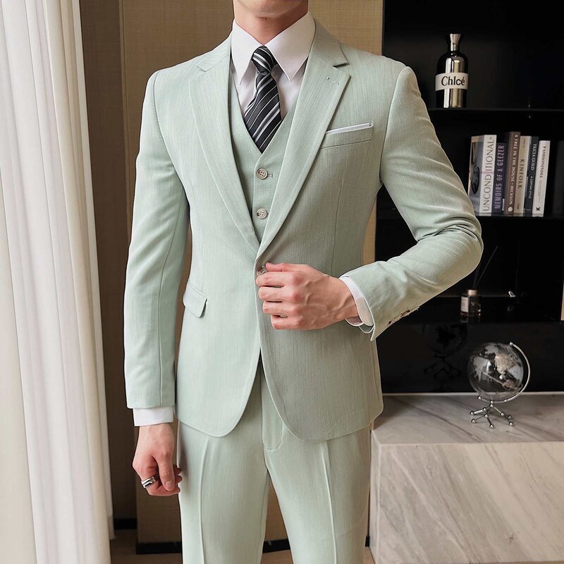 66 trajes para hombre, trajes finos de primavera y verano, estilo británico, drapeado Delgado, guapo, 2024