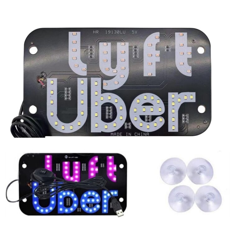 Uber Light para carro, lâmpada LED, luzes indicadoras, painel de pára-brisas, sinais Lyft, lâmpada de sinal azul e vermelha