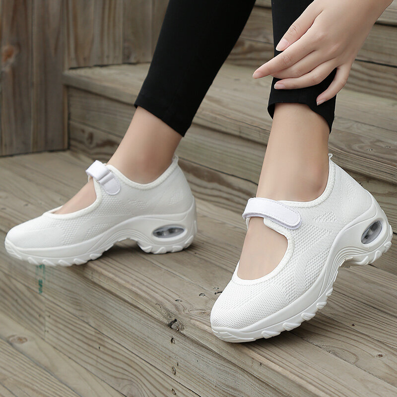 STRONGSHEN-Zapatillas deportivas de malla para mujer, zapatos de plataforma transpirables, calzado informal para mujer, tallas 35-42