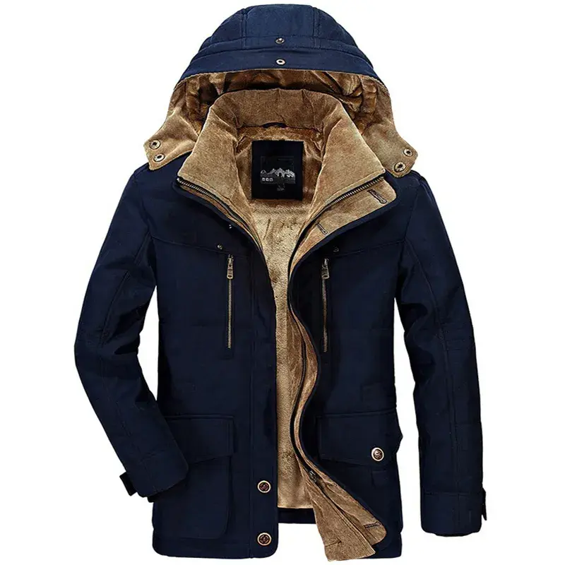 Jaket hoodie kasual pria, jaket parka tahan angin tebal hangat bulu domba baru musim dingin 2023 untuk pria