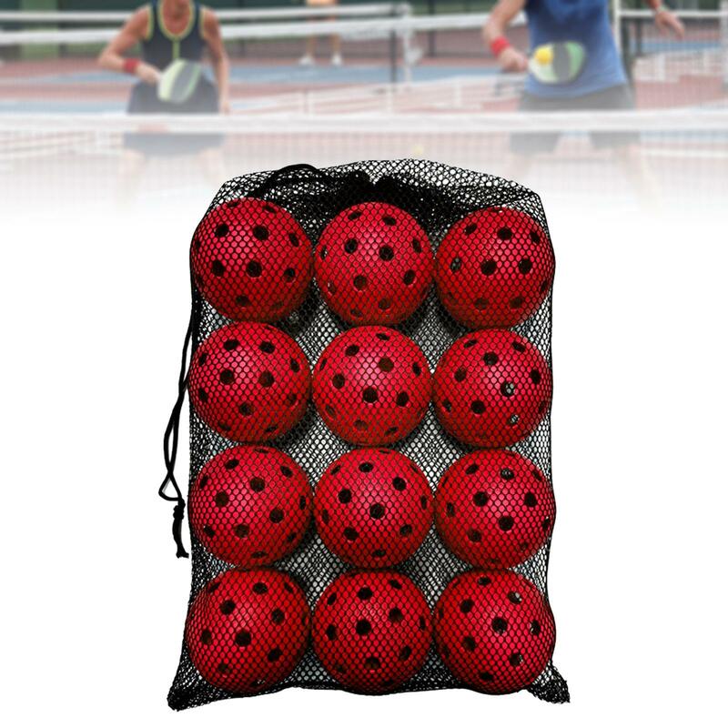 12 Pieces Pickleball Balls Training Pickleball Pickle Balls 40 Holes Hollow Ball Competition Ball Fitments for Outdoor Courts