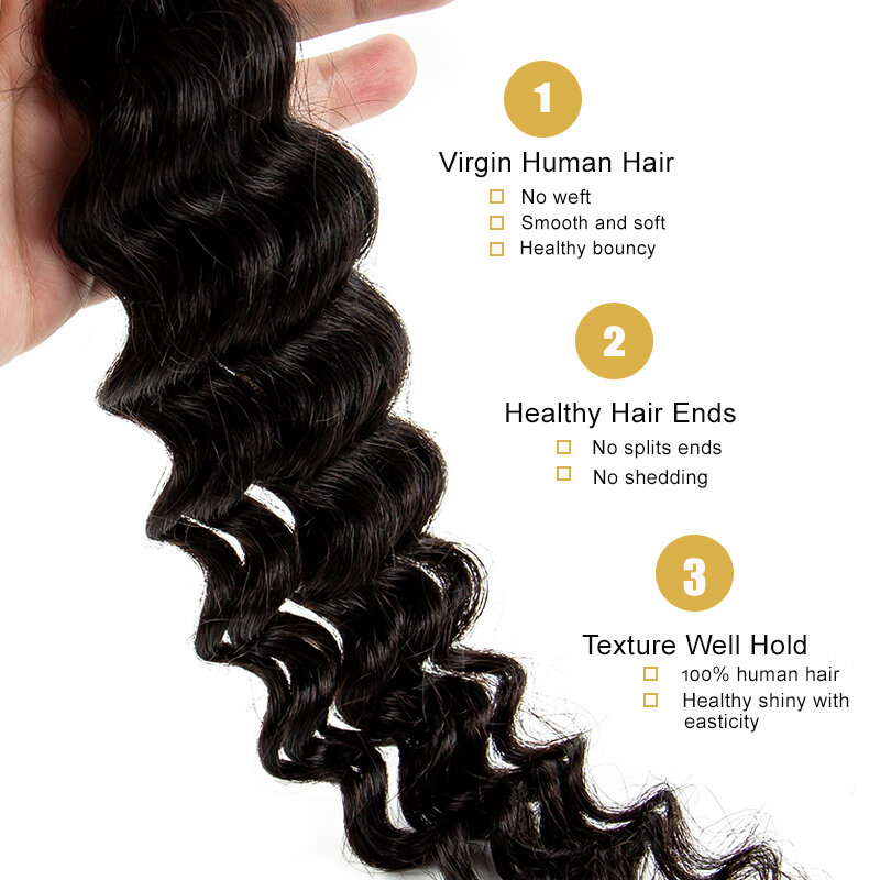 Natural Color Human Hair Bulk Deep Wave No Weft Hair Extension For Braiding Virgin Deep Wave Human Hair Bulks