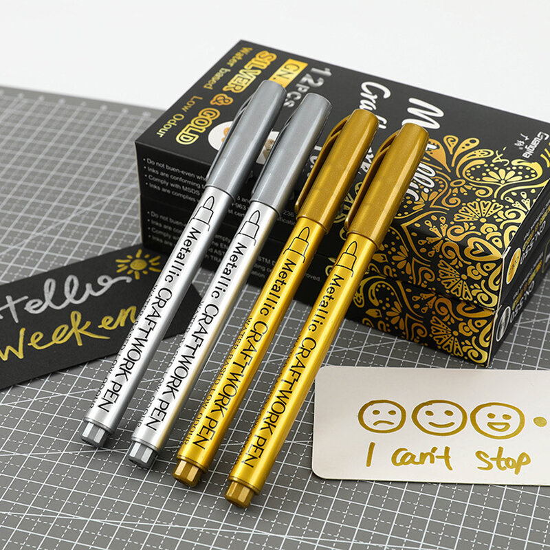 DIY Epoxy Resin Mold Gold Silver Color Drawing Supplies Craft Graffiti Marker Pen Metallic Waterproof Permanent Marker Pens