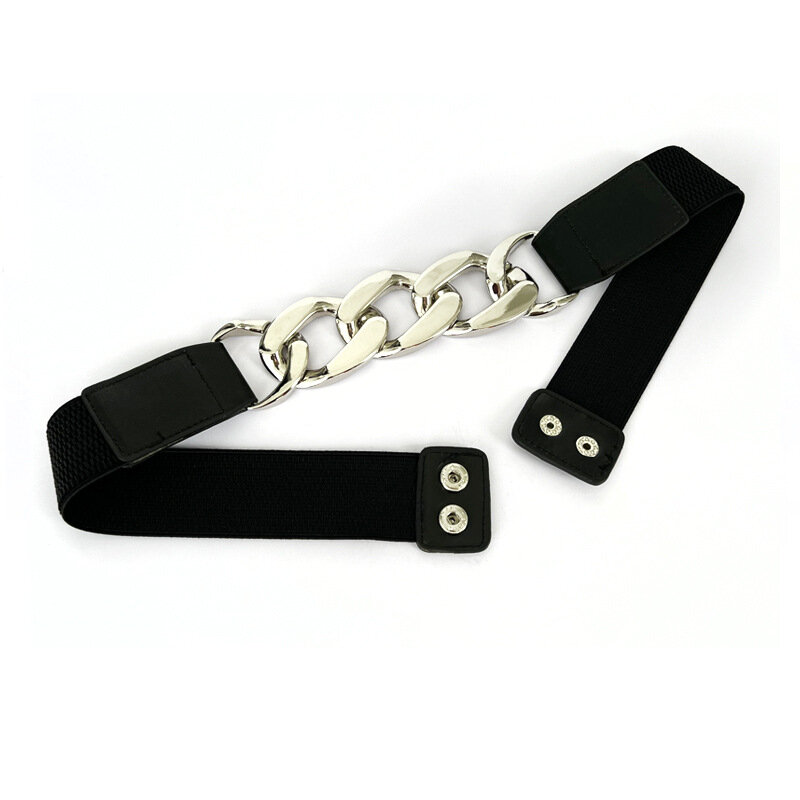 Cinturón de cadena gruesa para mujer, diseño retro, vestido de calle, abrigo de traje, sello elástico de cintura