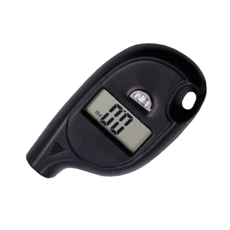 Móc khóa mini 090E màu đen + Máy đo áp suất không khí lốp Kpa, Bar, Kg/cm² Máy đo lốp