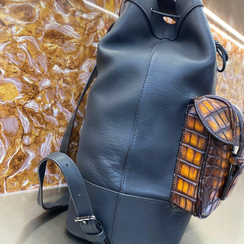 Seetoo nilo jacaré mochila de couro mix e jogo mochila cor customizável computador almofada proteção caso 40*34*16cm