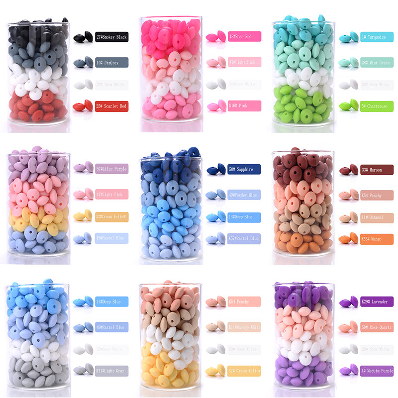 50pcs/lot 12mm Silicone Spacer Beads for DIY Charms Newborn Nursing Accessories Necklace Pacifier Chain Teething Toy BPA Free