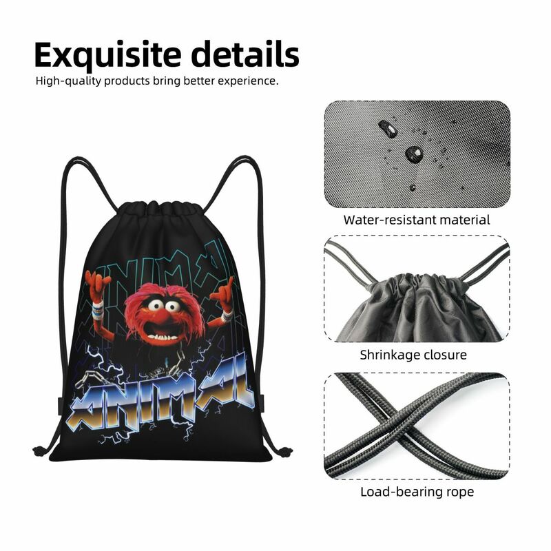 Custom Muppets Animal Metal Drawstring Backpack Bags Women Men Lightweight Anime Cartoon Gym Sports Sackpack Sacks for Training