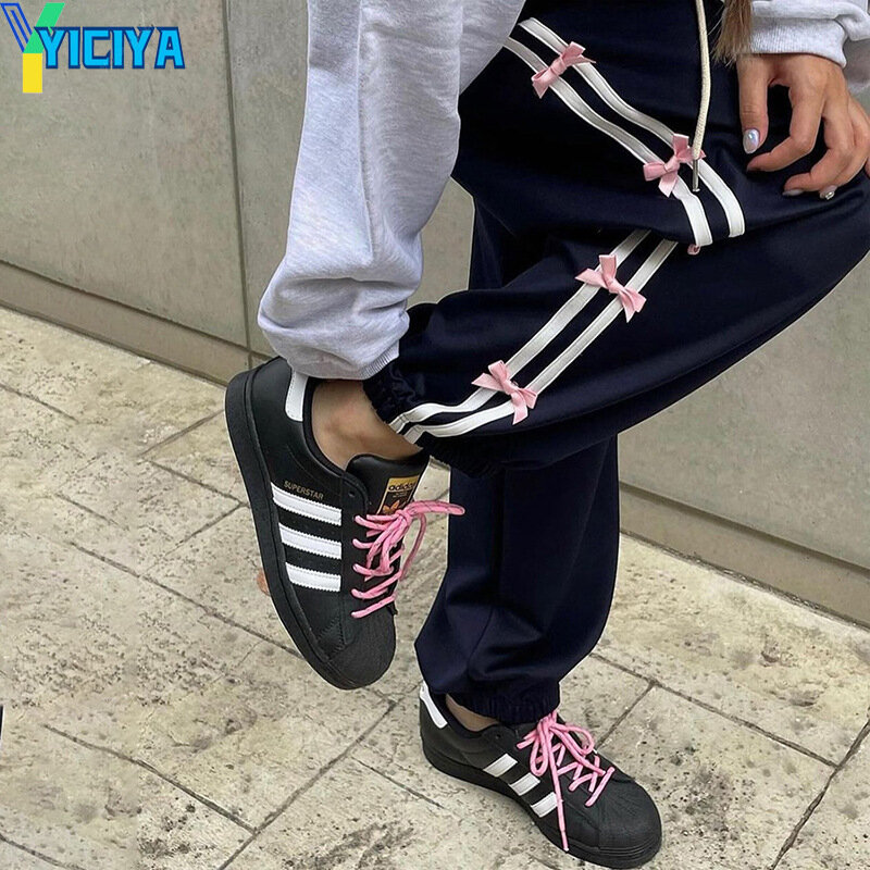 YICIYA y2k style Bow knot Pants PROSTE Spodnie dresowe damskie pełnej długości workowate spodnie Nowe stroje spodnie casual 2024 90s