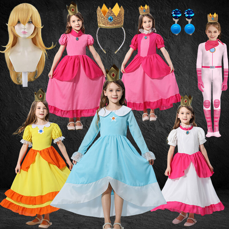 2023 Halloween Festival Mädchen Prinzessin Pfirsich Kostüm rosa blau gelb Fee Cosplay Weihnachts feier Vintage elegante lange Kleider