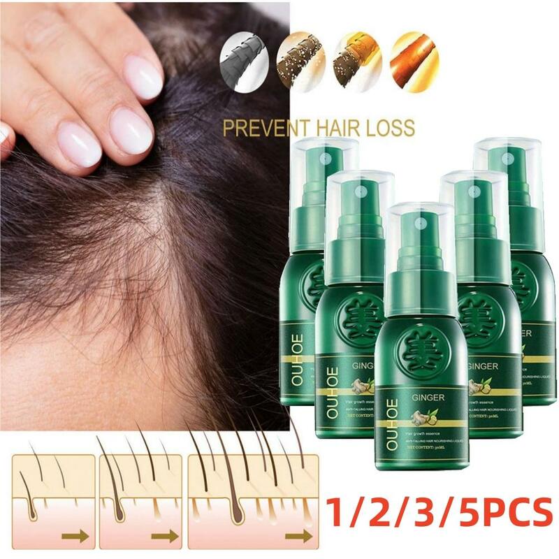 Suero Natural anticaída de cabello, Spray de jengibre de 1/2/3/5 piezas, tratamiento para prevenir la calvicie, crecimiento rápido, nutre el cabello dañado