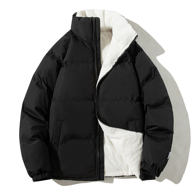 2023 gruba ciepła kurtka zimowa męska nowa moda puchowa kaszmirowa kurtka podszyta bawełną luźny płaszcz męski o dużych rozmiarach 4XL