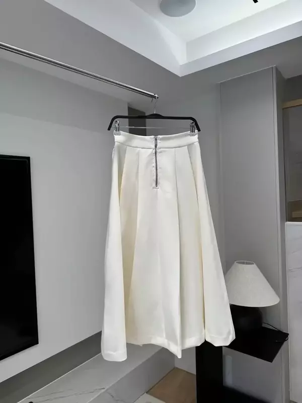Dames Nieuwe Chique Mode Geplooid Design Zijzak Casual Mantel Midi Jurk Retro Hoge Taille Rug Rits Dames Jurk Mujer