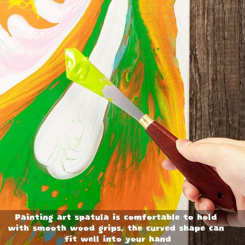 Cuchillo raspador de pintura de acero inoxidable, 2 piezas, paleta para mezclar pintura, herramienta de arte