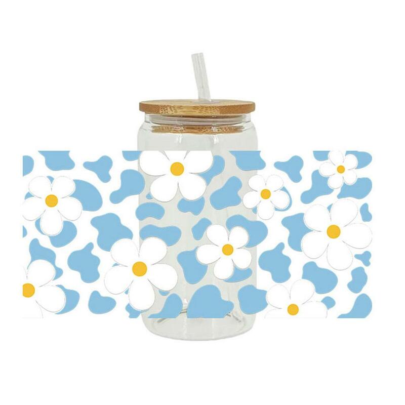 Flower Style Cartoon Butterfly Nurse 3D UV DTF Cup Labels Transfers 16oz Stickers Glass Wrap Wrap Waterproof Logo G4B5