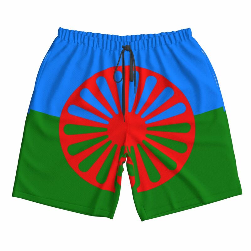 Romani People Rom Gypsy Flag Mens Swim Trunks Qucik Dry Board Beach Shorts Bathing Suit for Men Boardshorts Lightweight