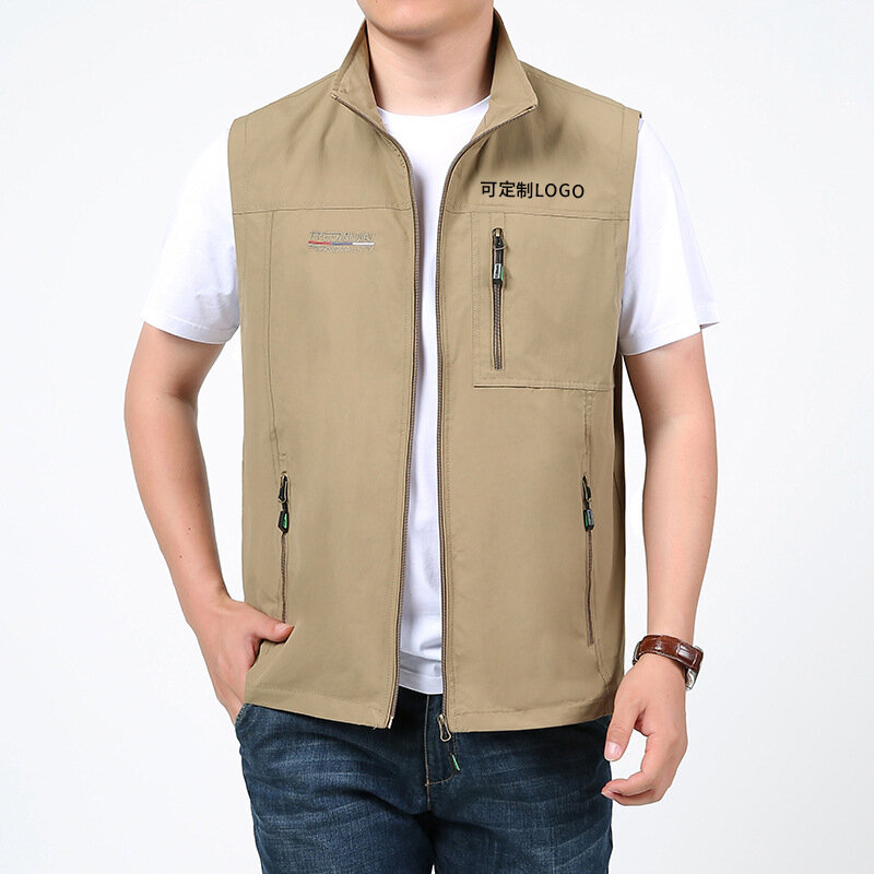 2023 Men Thin Outdoor Vest Leisure Sports Quick-drying Camping Mountaineering Fishing Coat Sleeveless Vest Workwear Windproof