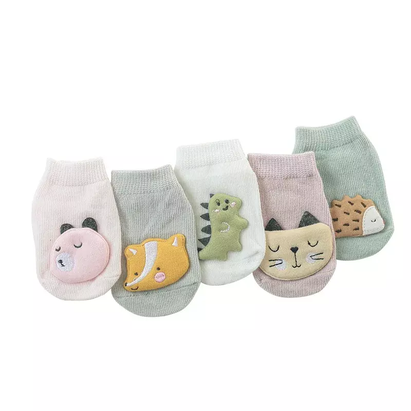 Kaus kaki bayi laki-laki perempuan, 3 pasang DINOSAURUS/rubah barang murah Anti Slip Sokken untuk 0-3 tahun Bebe bayi balita kaus kaki lantai