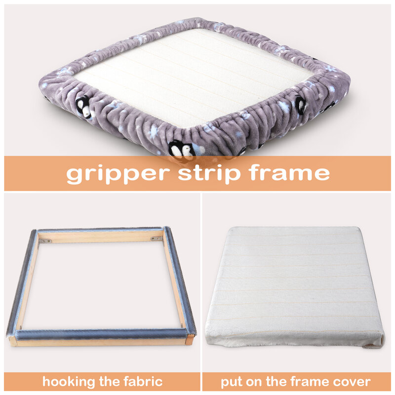 Square Embroidery Hoop Wooden Gripper Strips For Punch Needle Frame With Needle DIY Embroidery Sewing Cloth Painting Quilting