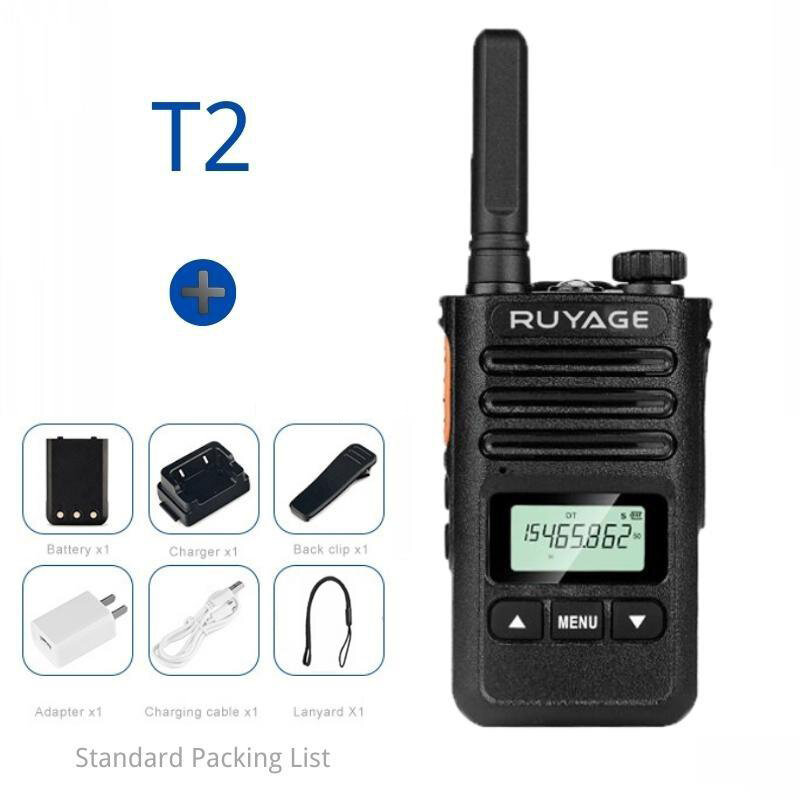 Ruyage T2 جهاز مرسل ومستقبل صغير محترف Fm جهاز إرسال واستقبال Uhf اتجاهين محمول راديو مزود بساعة محطة الاتصال اللاسلكي