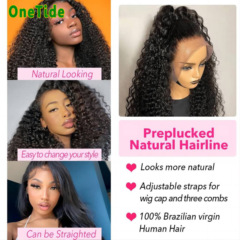 Glueless Wig Human Hair Curly Wigs 13x4 Lace Front Wig Human Hair Wigs for Women 250 Density Transparent 4x4 Lace Closure Wig