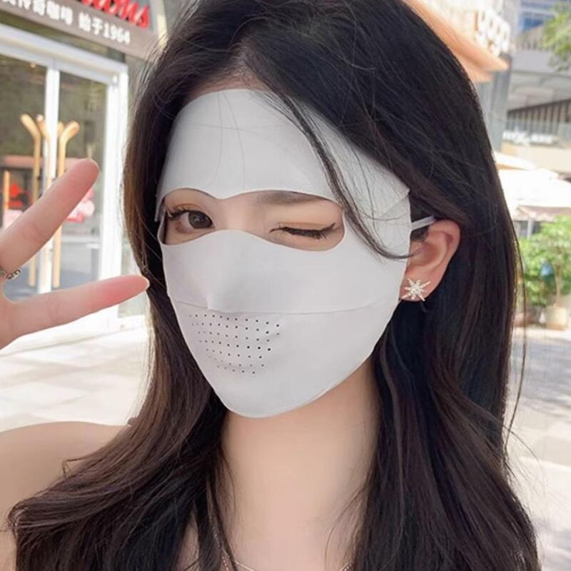 Summer Ice Silk Sunscreen Mask Outdoor Anti-UV Face Mask Cycling Breathable Anti-dust Face Cover Women Girls Hanging Ear Mask