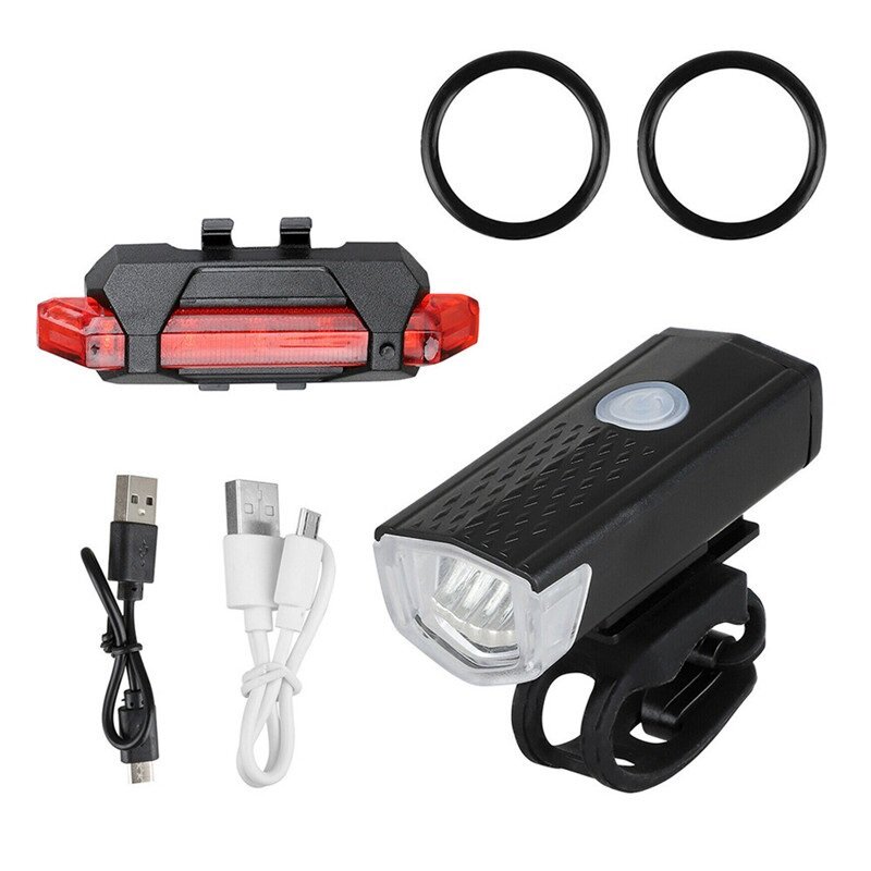 Juego de luces LED recargables por USB para bicicleta de montaña, faro delantero y trasero, linterna, accesorios de ciclismo