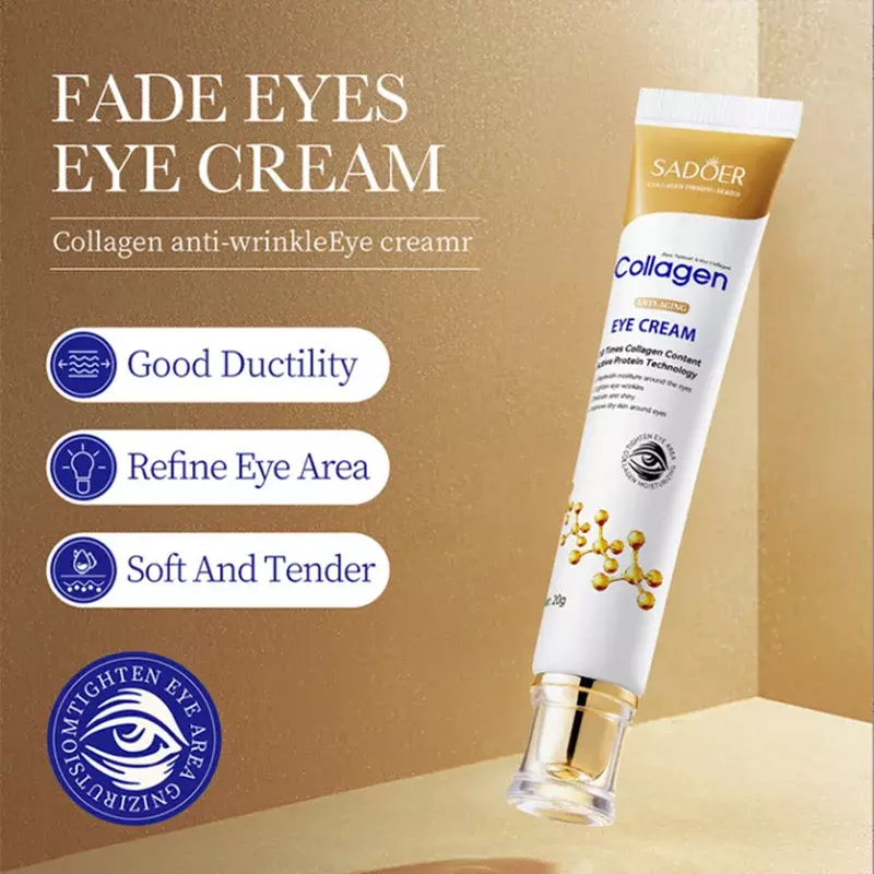 Creme instantâneo coreano da remoção do saco do olho, colagénio, rugas, firmando, pele, desvanecer-se linhas finas, iluminar círculo escuro, anti puffiness