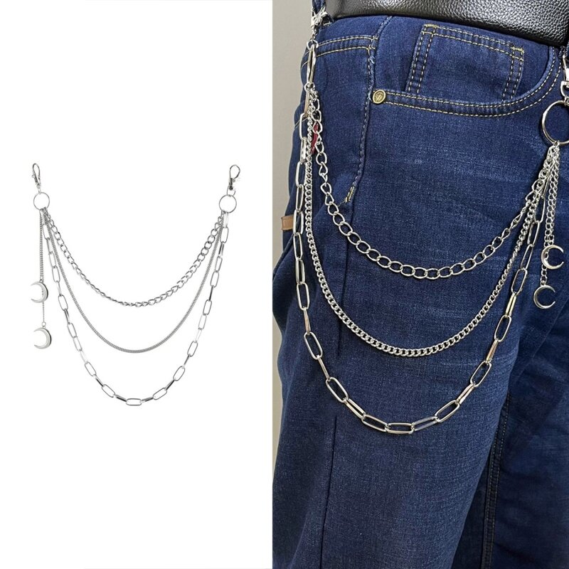 Unisex Punk Style Chains for Pants Heavy Duty Chains Hip Hop Trousers Jeans Chain with Lobster Clasps for Wallet Keys Dropship